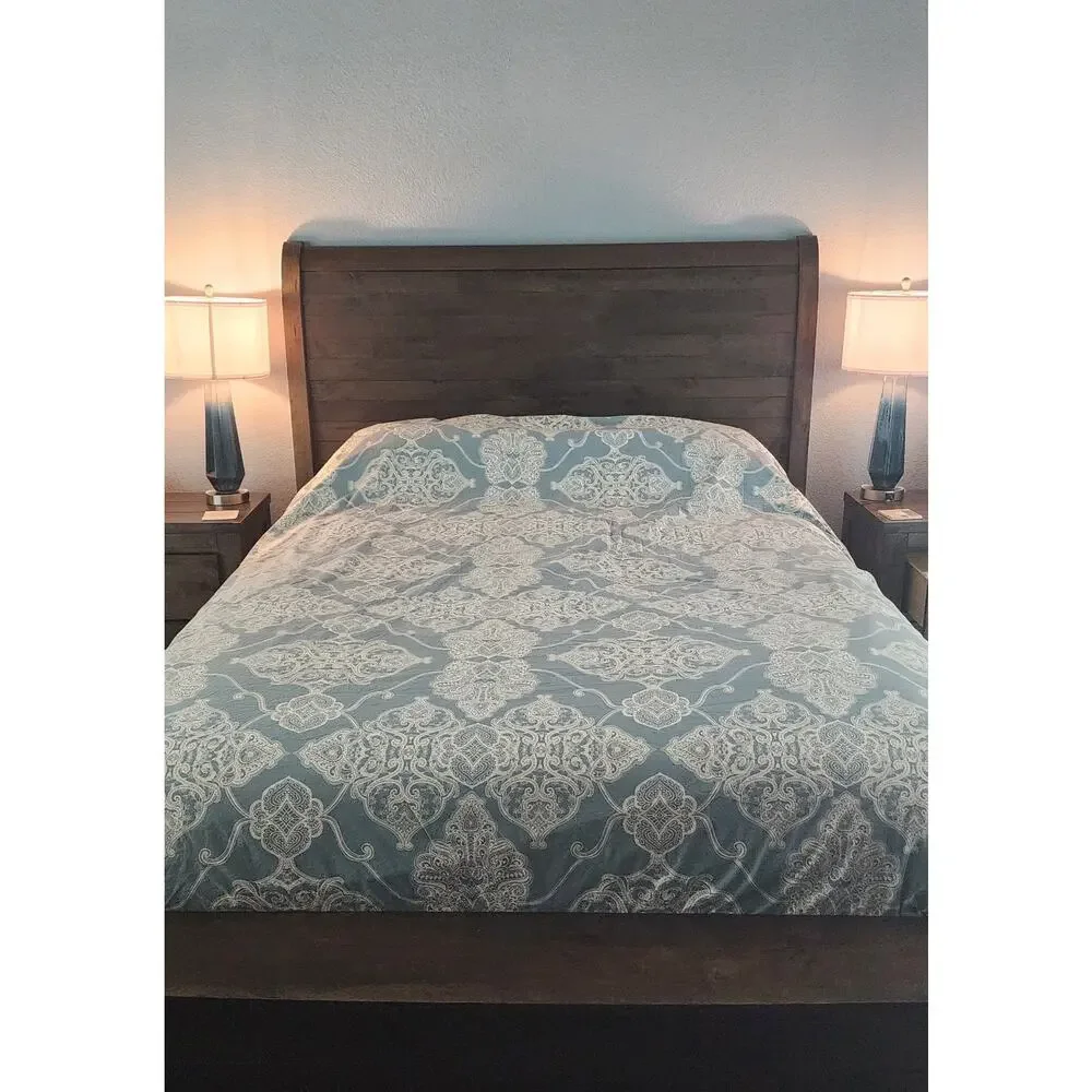 Pottery Barn Alana Medallion Duvet Cover Porcelain Blue Ivory California King
